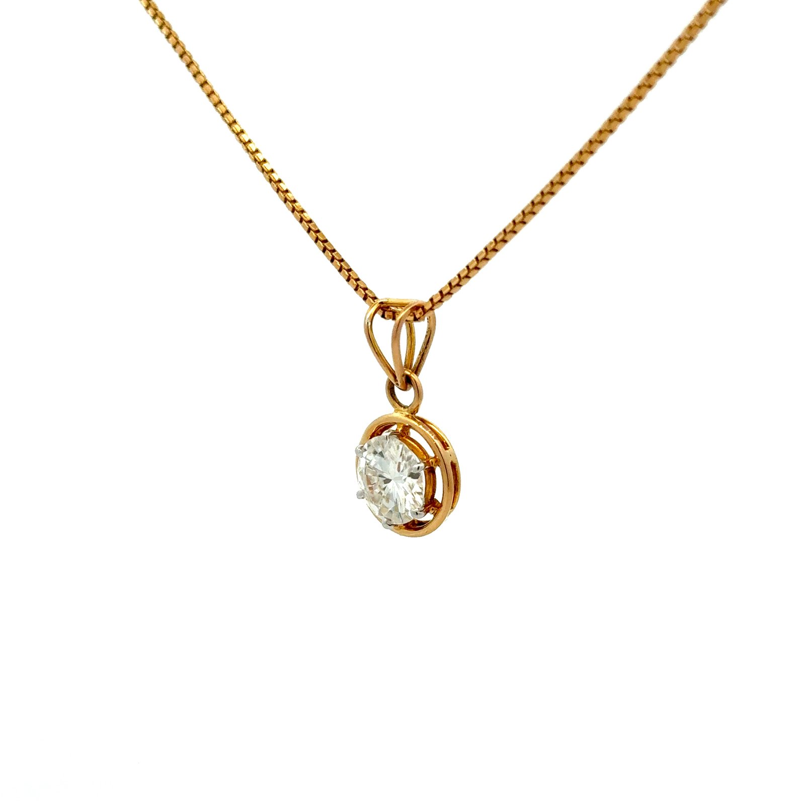 Solitaire Pendant Round Cut Moissanite (2.0CT D.E.W) In 14k Gold Without Chain #SP7