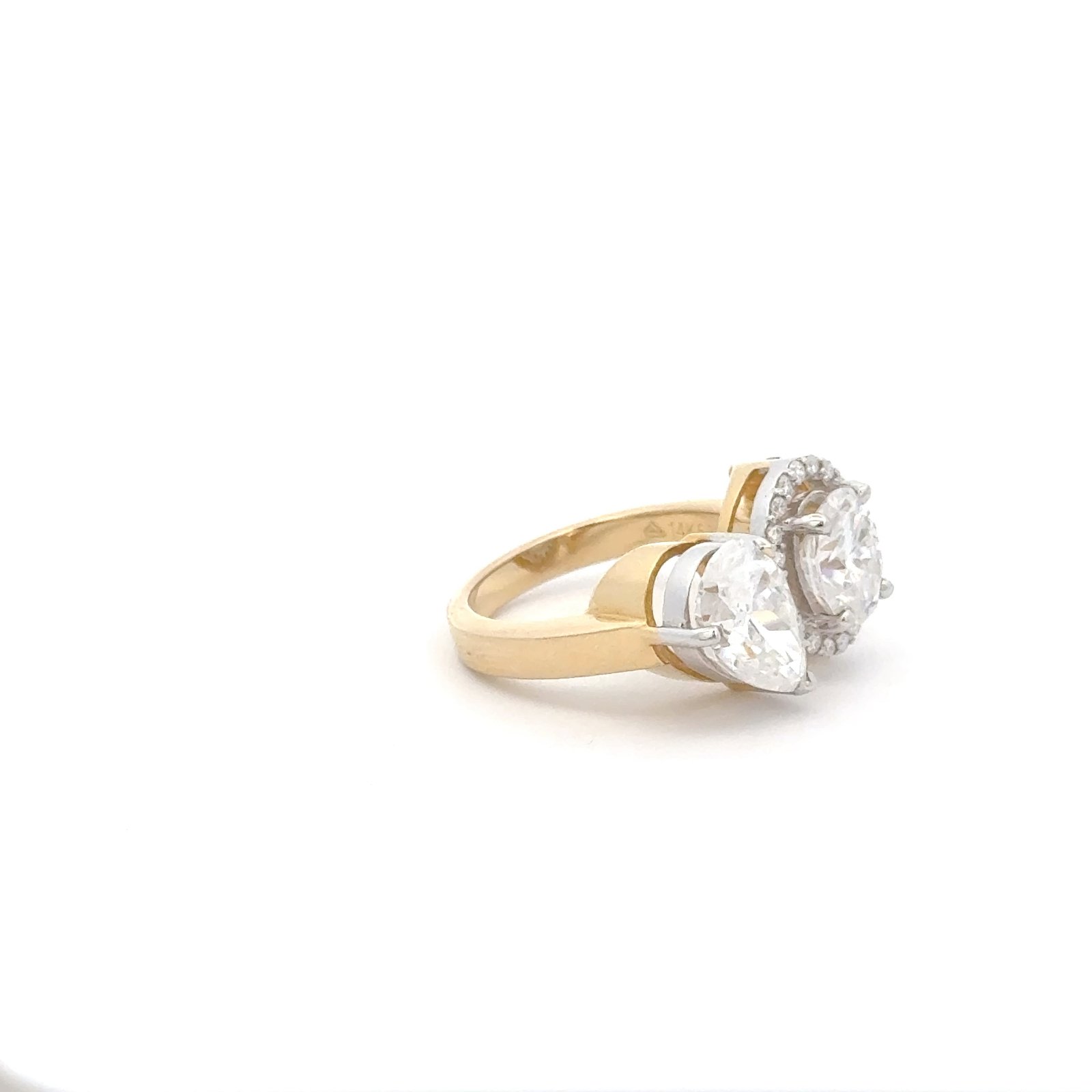 Solitaire Double Dawn Pear(1.80CT D.E.W )& Oval(1.25ct D.E.W) Moissanite Ring#SR661