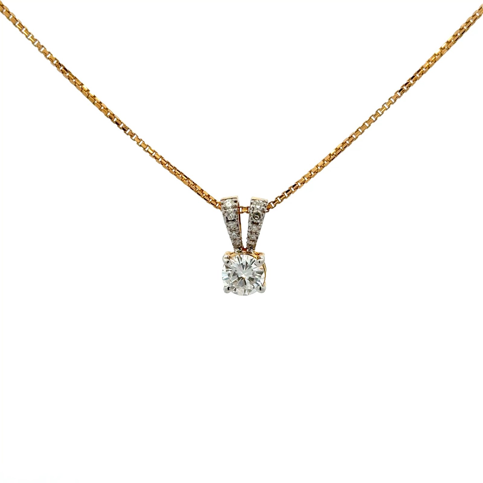Solitaire Pendant Round Cut Moissanite (1.12CT D.E.W) In 14k Gold Without Chain #SP211