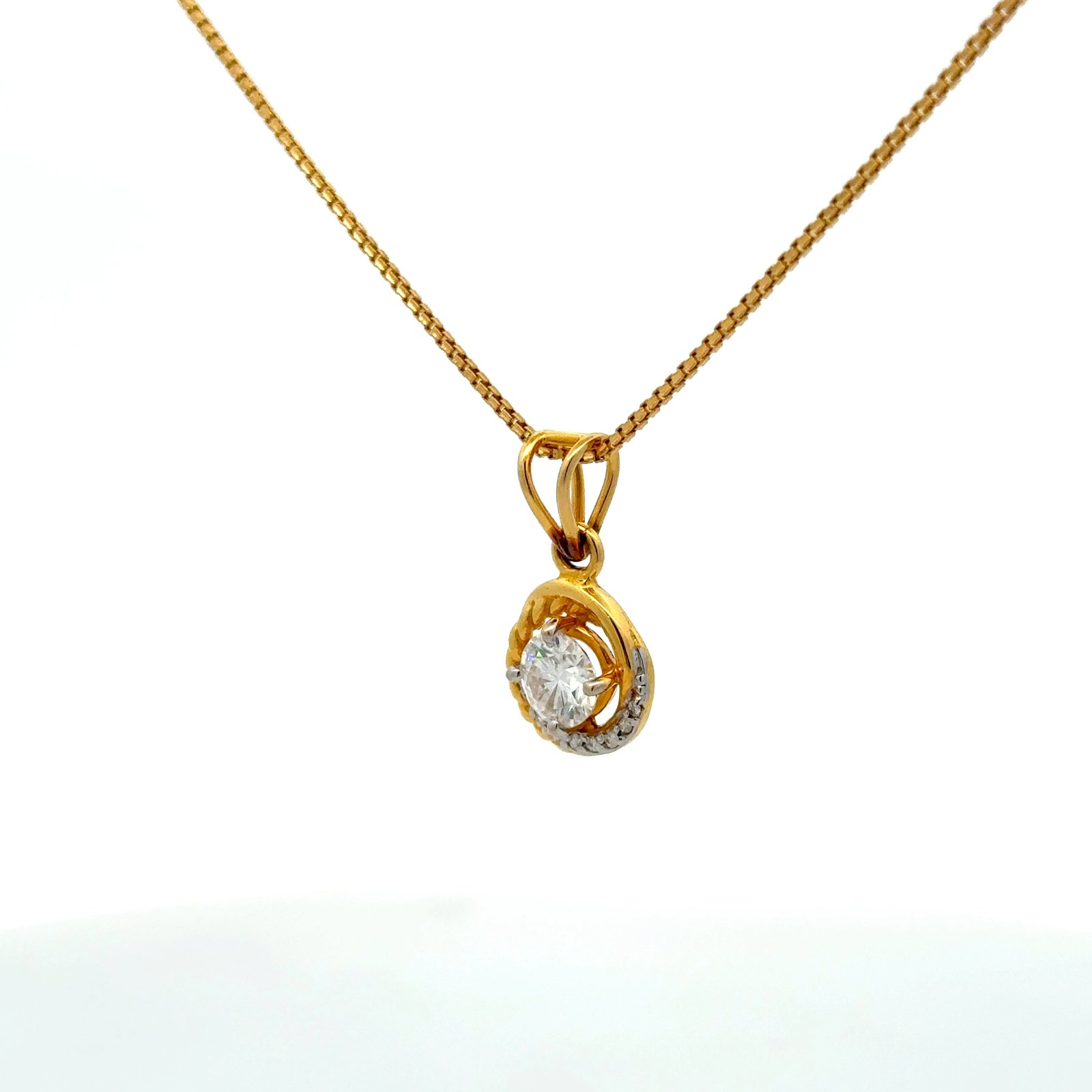Solitaire Pendant Round Cut Moissanite (1.13CT D.E.W) In 14k Gold Without Chain #SP73
