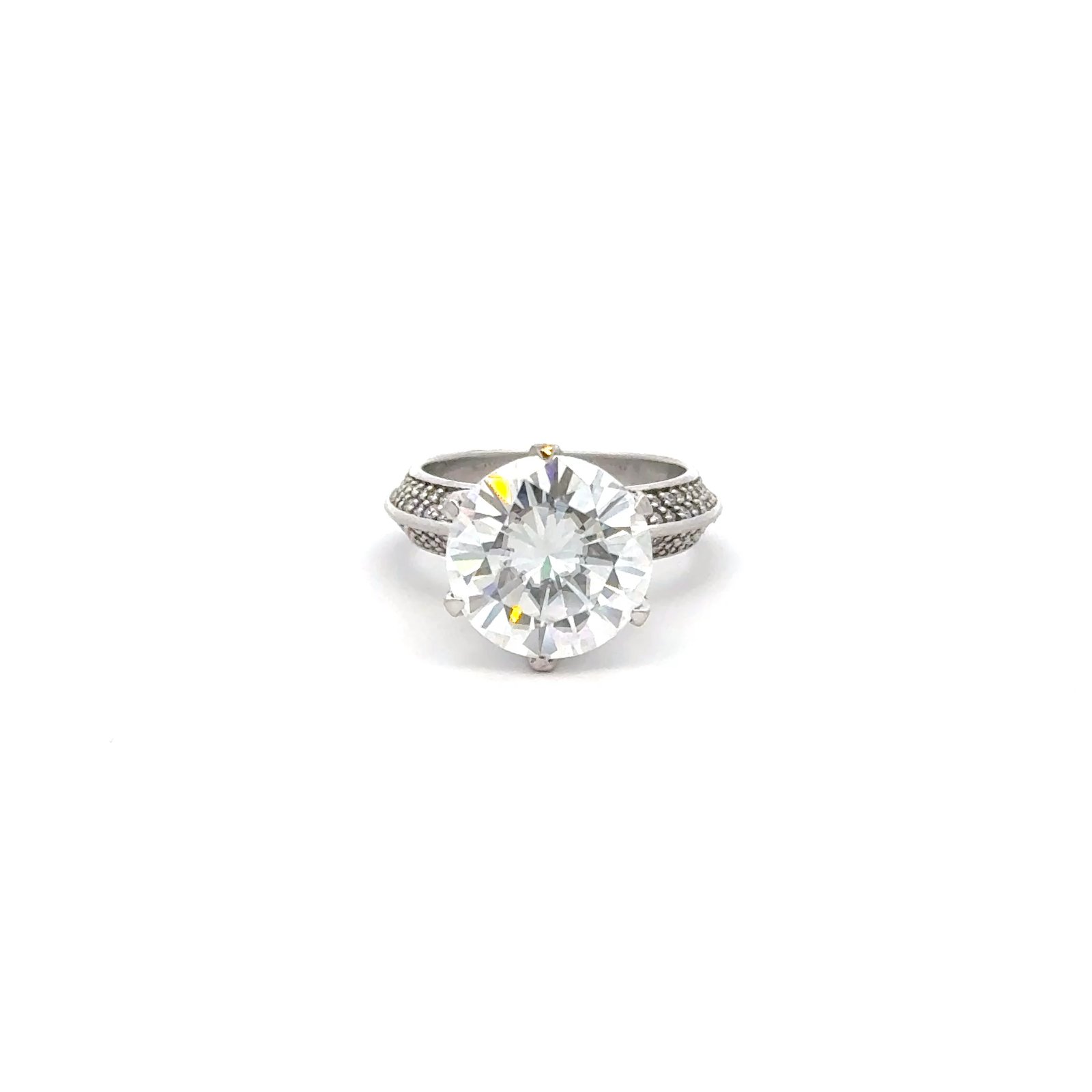 Solitaire Ring Round Brilliant Cut (7.12ct D.E.W) in 14k Gold #SR525