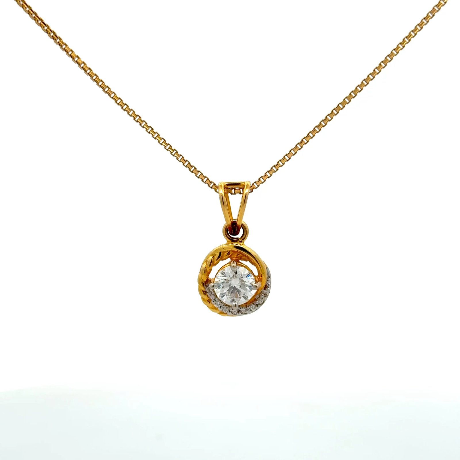 Solitaire Pendant Round Cut Moissanite (1.06CT D.E.W) In 14k Gold Without Chain #SP156