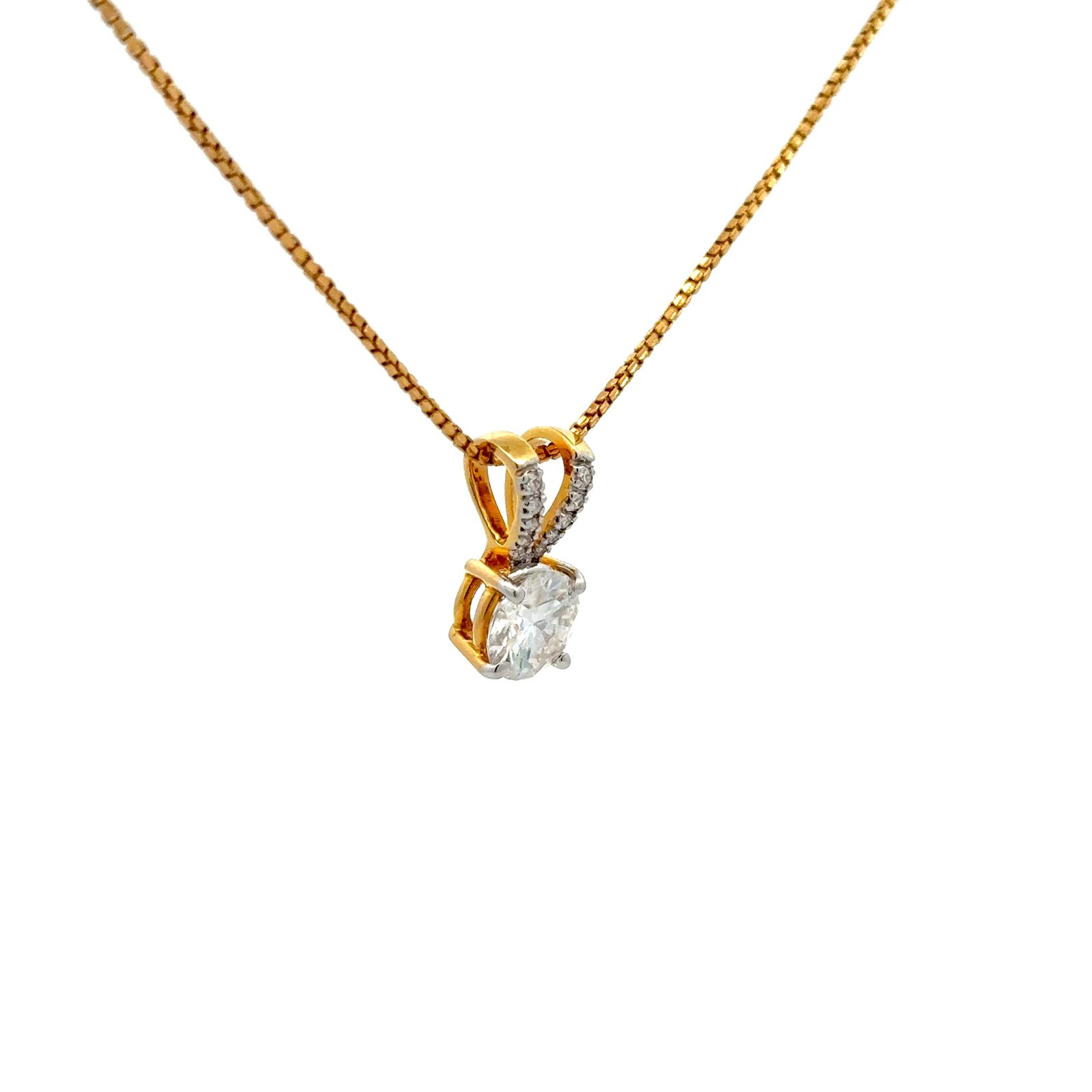 Solitaire Pendant Round Cut Moissanite (2.13CT D.E.W) In 14k Gold Without Chain #SP256