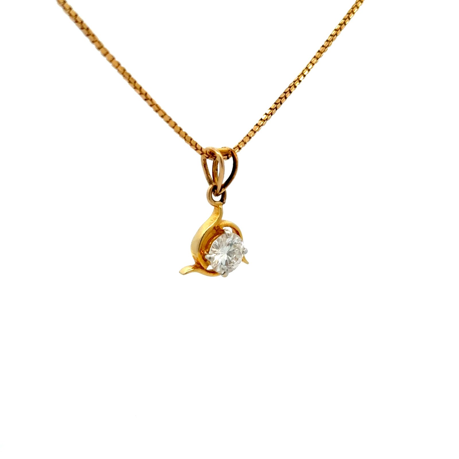 Solitaire Pendant Round Cut Moissanite (1.0CT D.E.W) In 14k Gold Without Chain #SP45