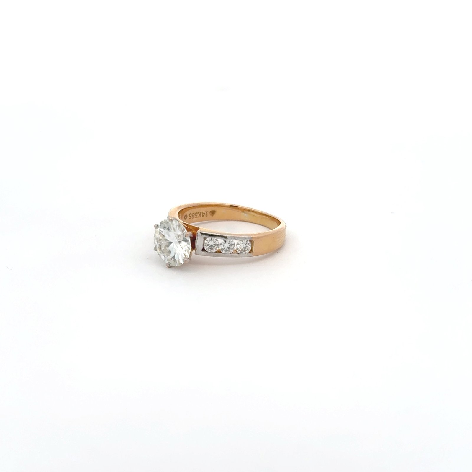 Solitaire Ring in 14k Gold Round Brilliant Cut (1.61ct D.E.W)#SR58