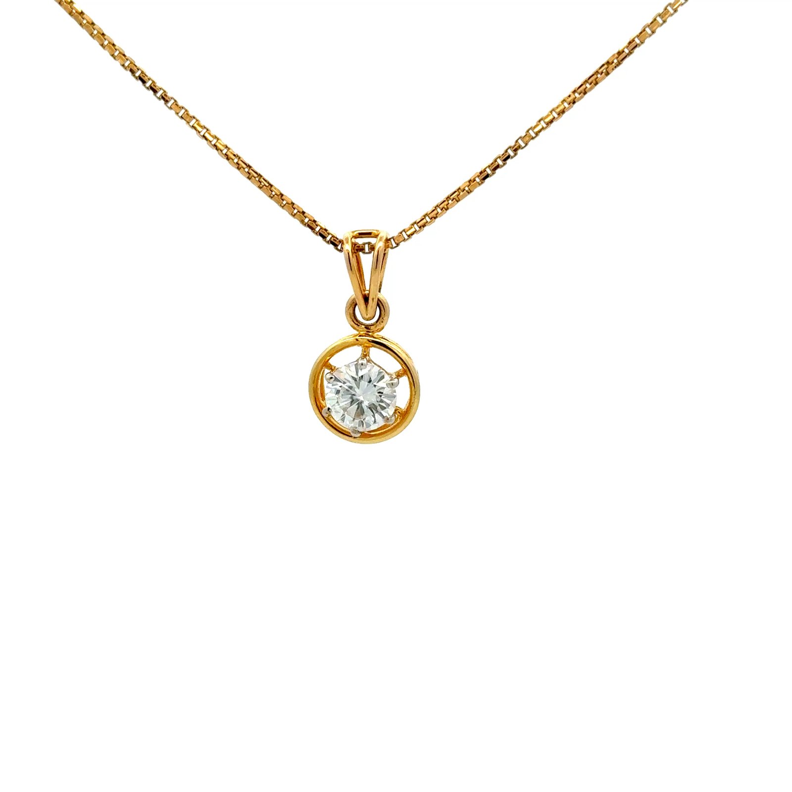 Solitaire Pendant With Round Cut Moissanite (1.0CT D.E.W) In 14k Gold Without Chain #SP251