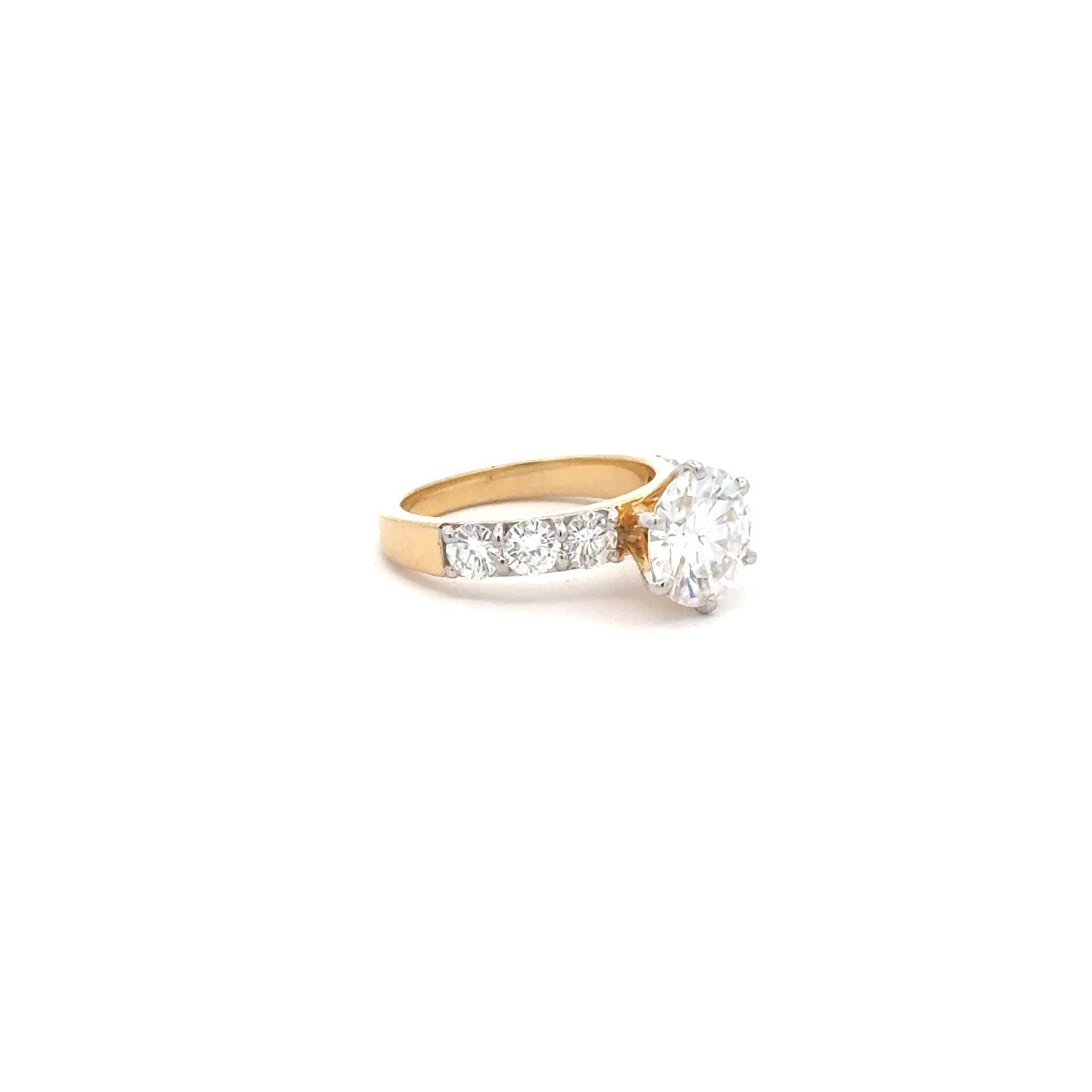 Solitaire Ring in 14k Gold Round Brilliant Cut (3.46ct D.E.W) #SR668