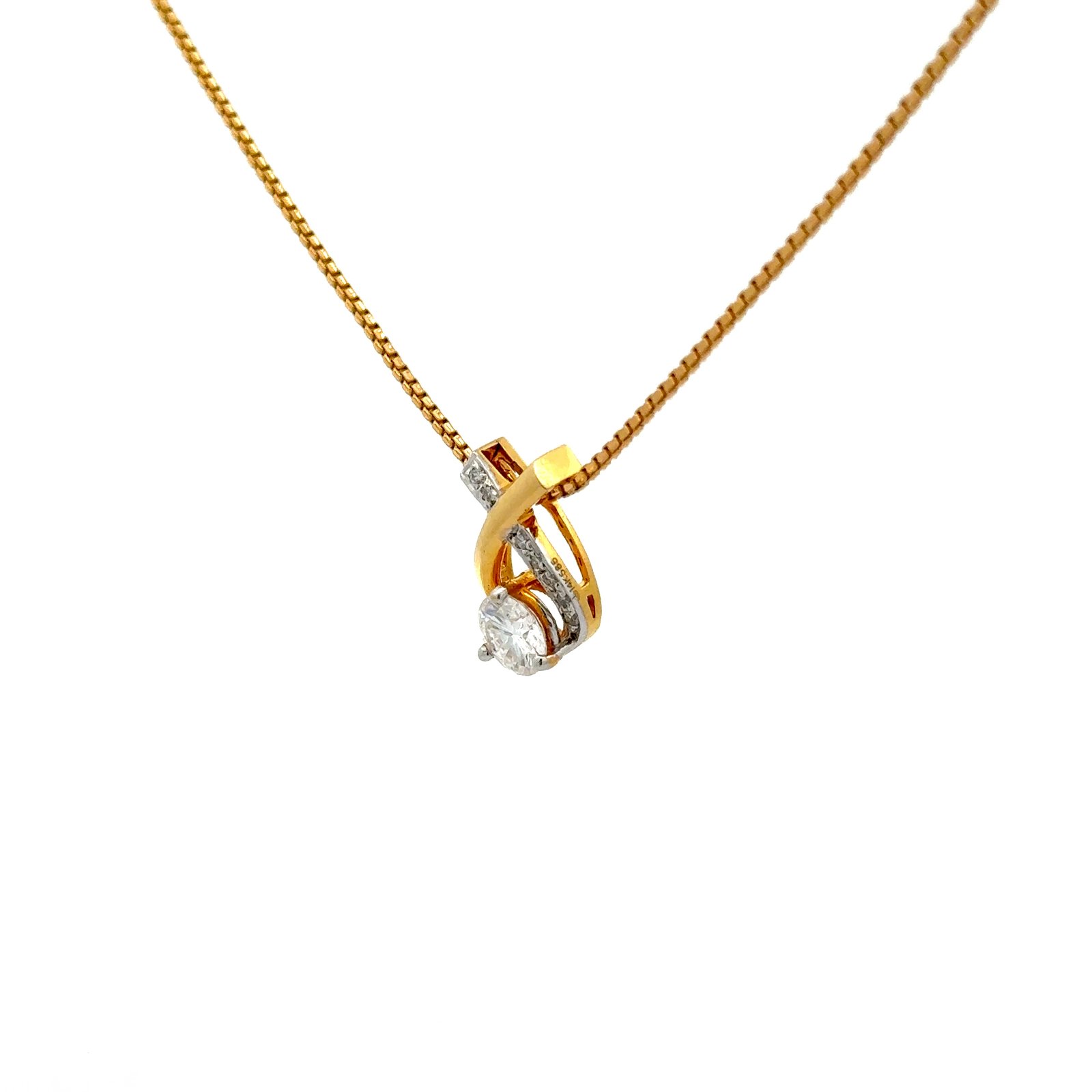 Pendant Round Cut Moissanite (0.90CT D.E.W) In 14k Gold Without Chain #SP212