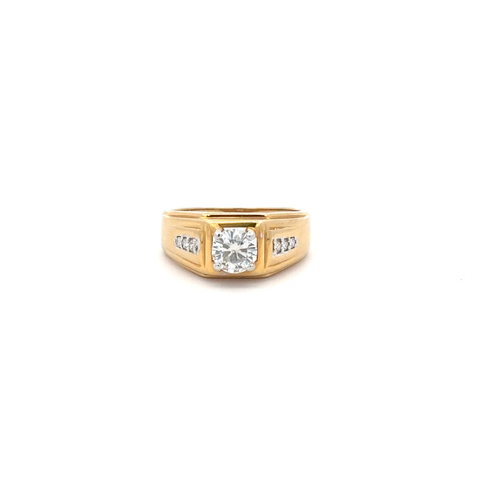Round Brilliant Cut (0.90ct D.E.W) Ring In 14k Gold  #SR168