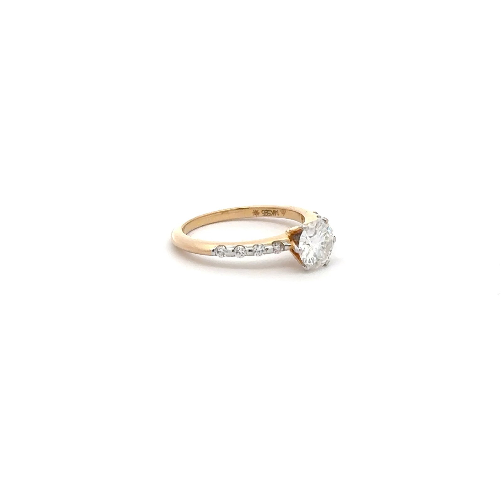 Solitaire Ring Round Brilliant Cut (1.21ct D.E.W) In 14k Gold  #SR272