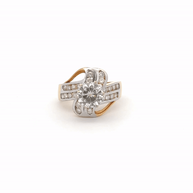 Ornate Radiance 2.20ct Round Shape Ring In 14k Gold #SR104