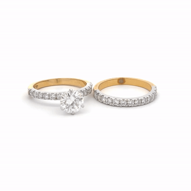 Dual Band Solitaire Ring in 14k Gold(2.20ct D.E.W)#SR636