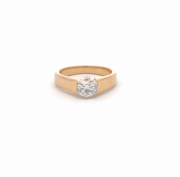 Gents Ring Round Moissanite(0.80ct D.E.W.) In 14k Gold  #SR591